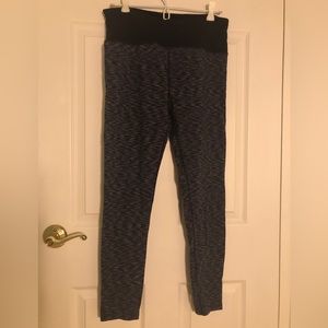 Tuff Athletics Blue/Black/White Full Length Leggings w/ Zip Pocket in Waistband